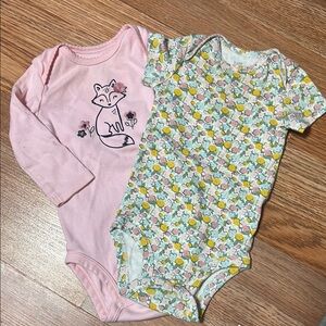 ❤️ 3 for $15. Carter's Pink Bodysuit Set with Fox Design